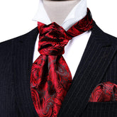 Ascot Ties Cravat Tie Men Paisley Plaid Scarf Self Tie Pocket Square Cufflinks Set Wedding Party